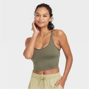 NWT! Light Support Brushed Strappy
Crop Sports Bra All in Motion
Backwoods Gray